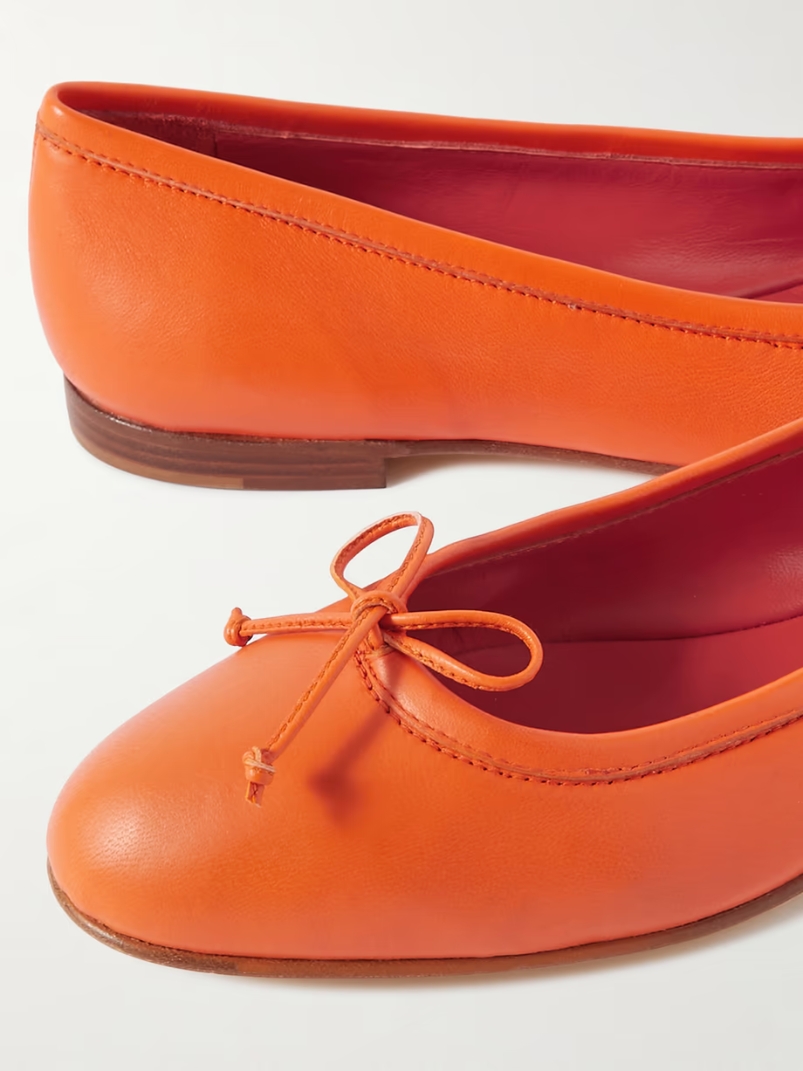 Veralli bow-detailed leather ballet flats Veralli bow-detailed leather ballet flats