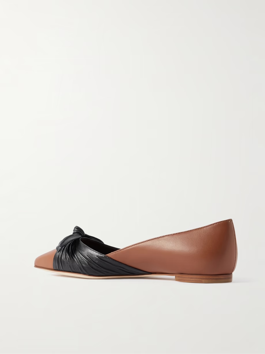 Terkaflat bow-embellished two-tone leather point-toe flats Terkaflat bow-embellished two-tone leather point-toe flats