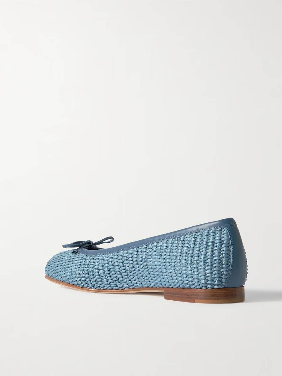 Veralli leather-trimmed raffia ballet flats Veralli leather-trimmed raffia ballet flats