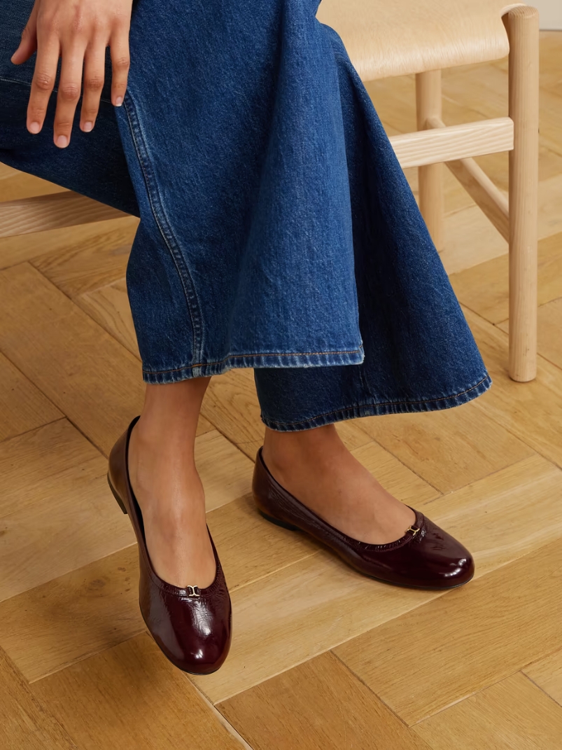 Marcie embellished patent-leather ballet flats Marcie embellished patent-leather ballet flats