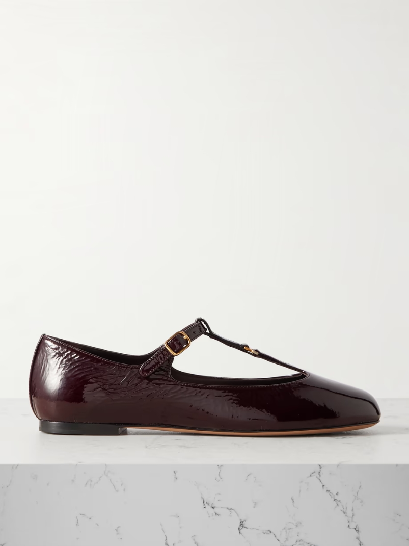 Marcie embellished crinkled patent-leather ballet flats Marcie embellished crinkled patent-leather ballet flats