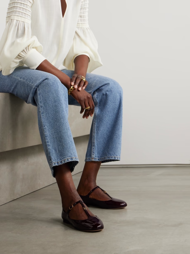 Marcie embellished crinkled patent-leather ballet flats Marcie embellished crinkled patent-leather ballet flats
