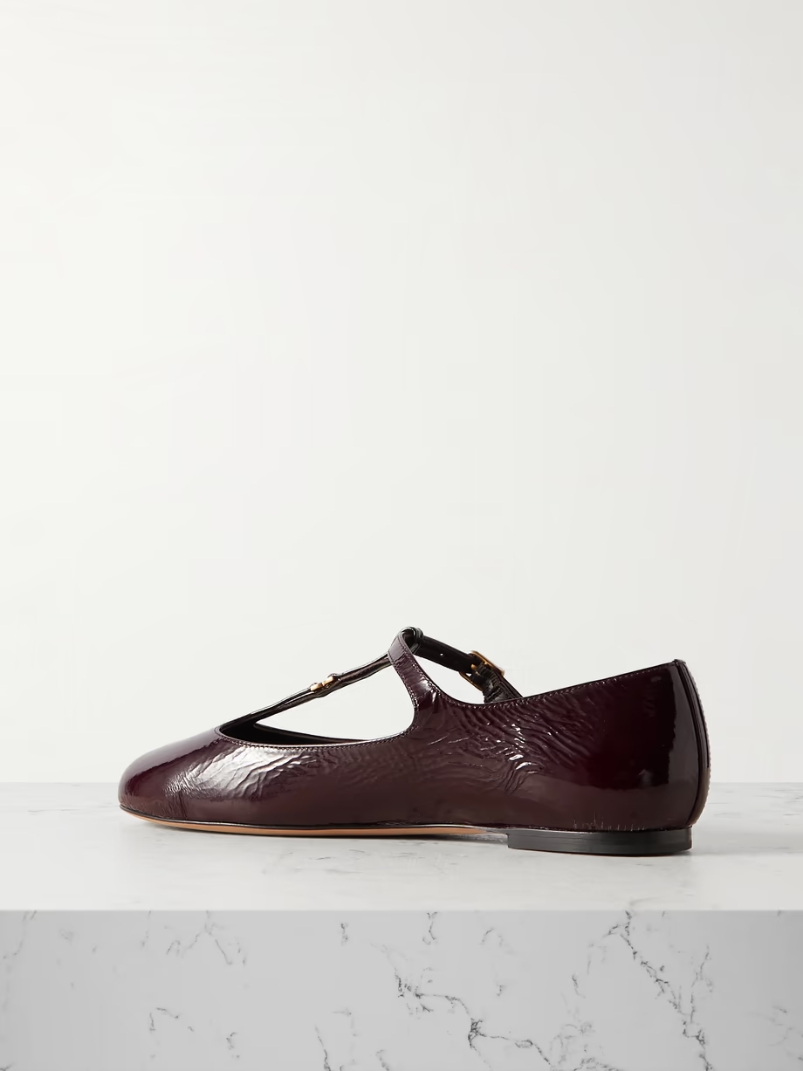 Marcie embellished crinkled patent-leather ballet flats Marcie embellished crinkled patent-leather ballet flats