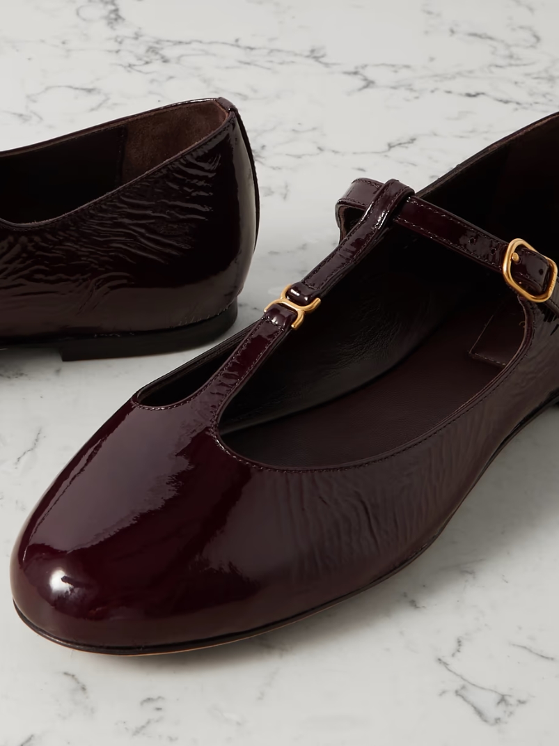 Marcie embellished crinkled patent-leather ballet flats Marcie embellished crinkled patent-leather ballet flats