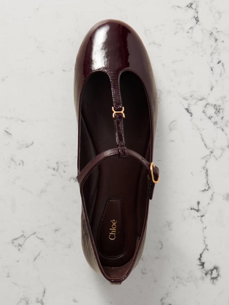 Marcie embellished crinkled patent-leather ballet flats Marcie embellished crinkled patent-leather ballet flats