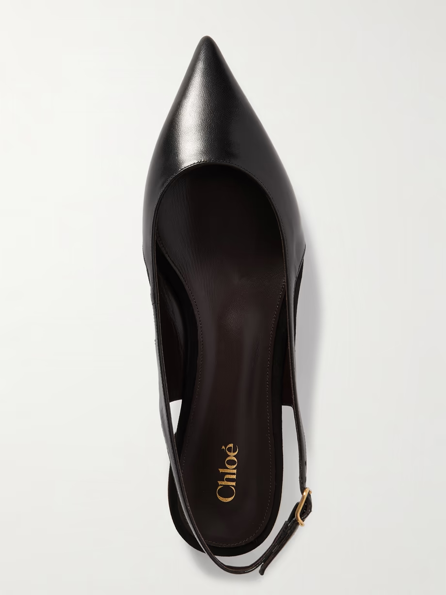 Saada suede-trimmed leather slingback ballet flats Saada suede-trimmed leather slingback ballet flats