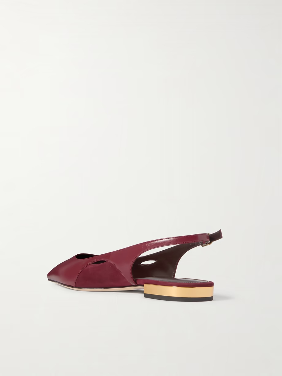 Saada suede-trimmed leather slingback ballet flats Saada suede-trimmed leather slingback ballet flats