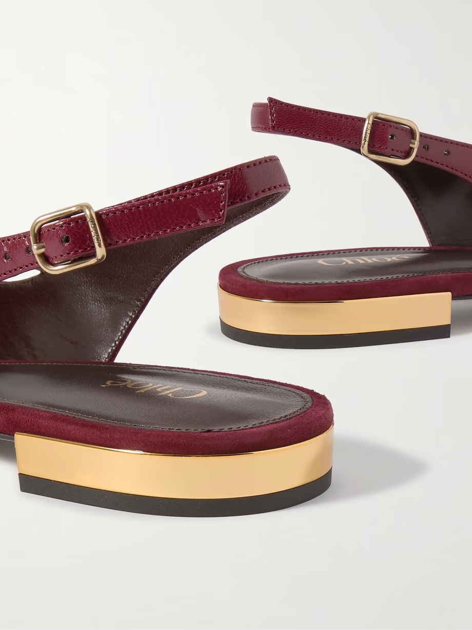 Saada suede-trimmed leather slingback ballet flats Saada suede-trimmed leather slingback ballet flats
