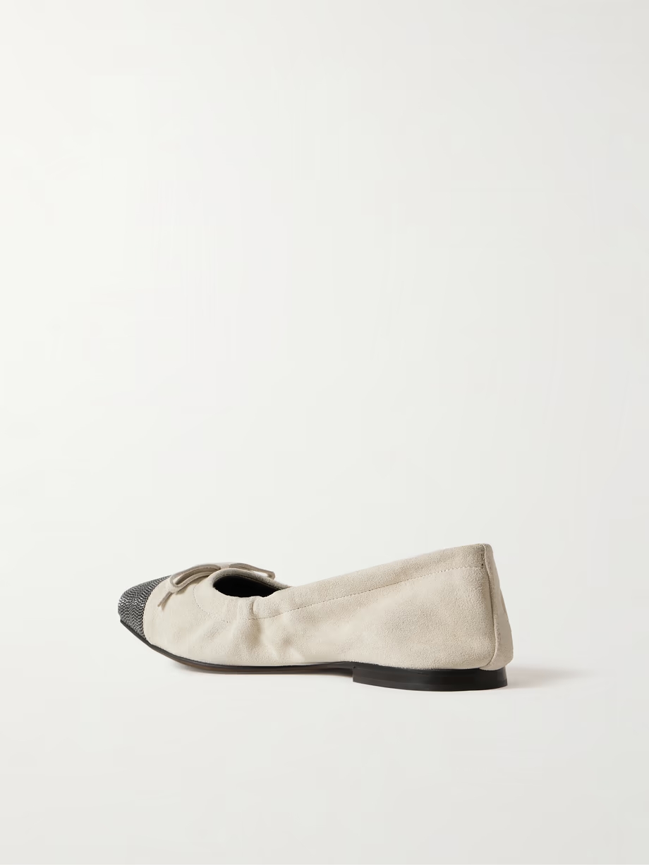 Bead-embellished suede ballet flats Bead-embellished suede ballet flats