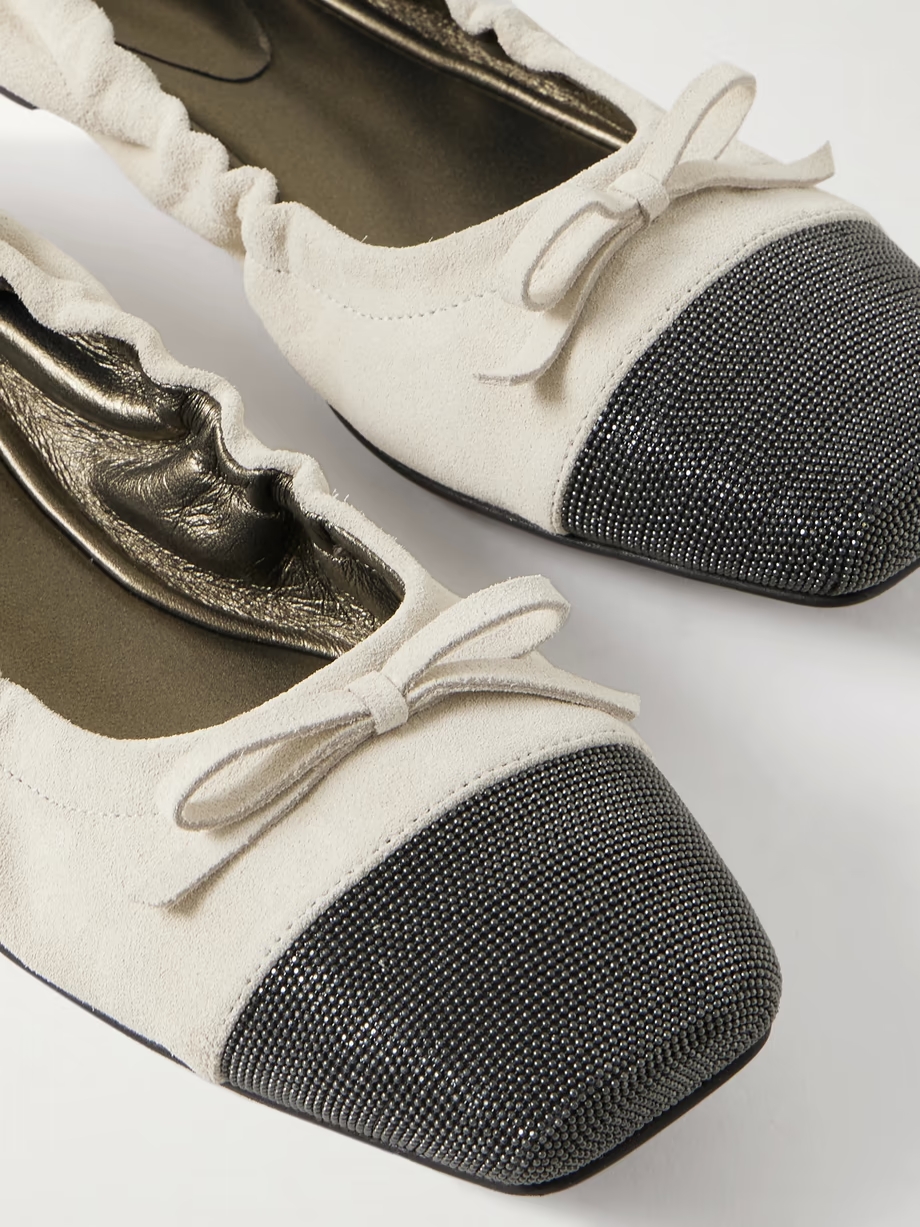 Bead-embellished suede ballet flats Bead-embellished suede ballet flats