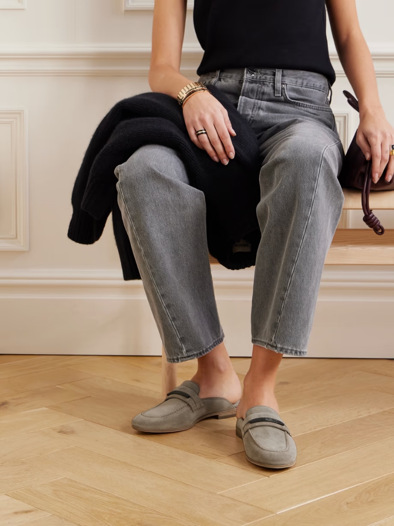 Embellished suede slippers Embellished suede slippers