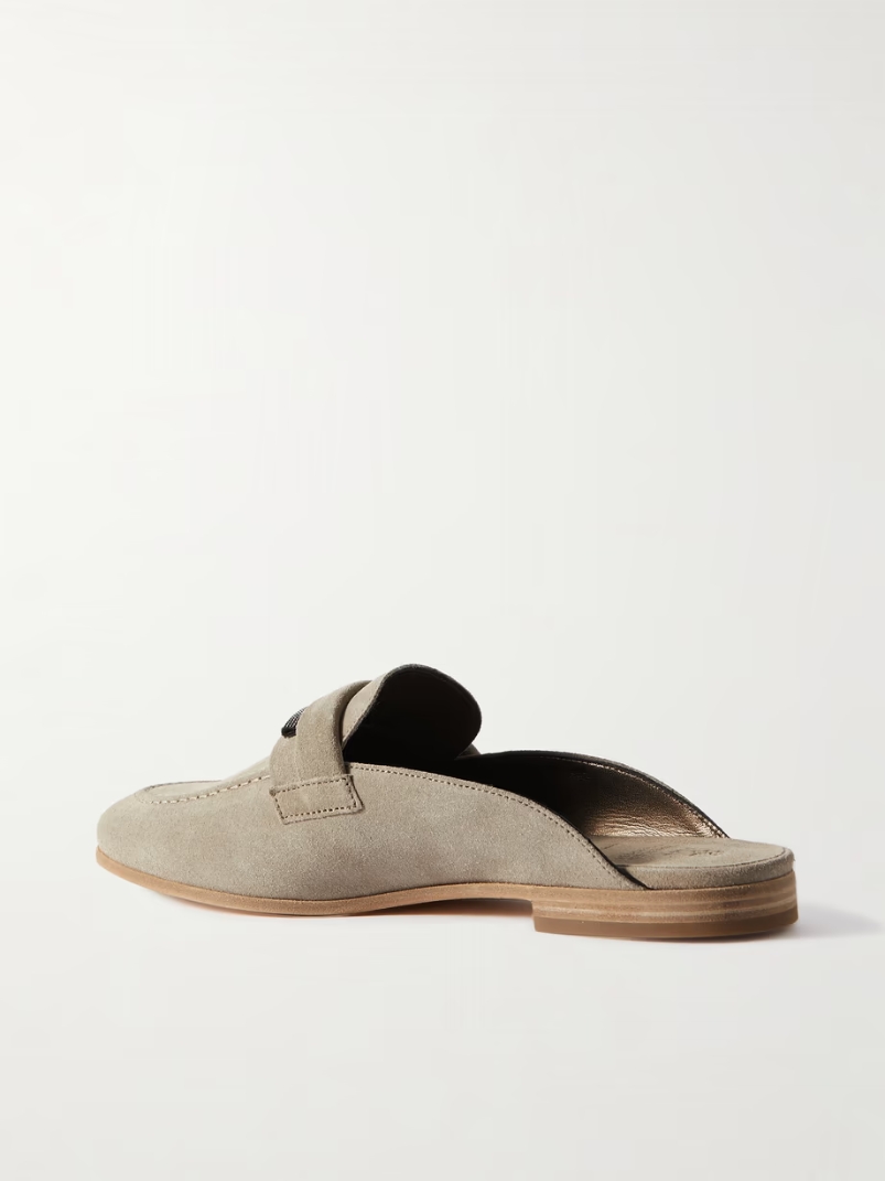 Embellished suede slippers Embellished suede slippers