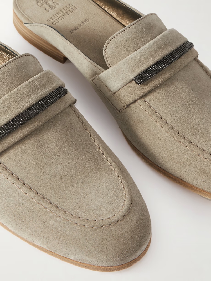 Embellished suede slippers Embellished suede slippers