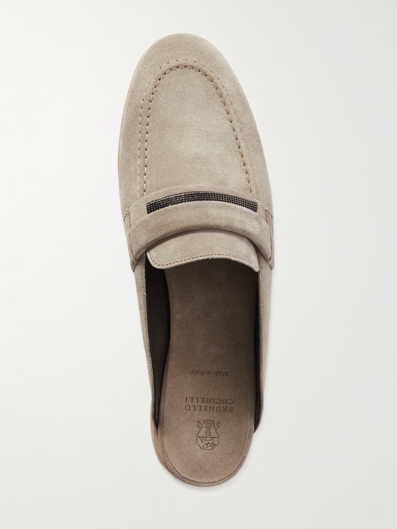 Embellished suede slippers Embellished suede slippers