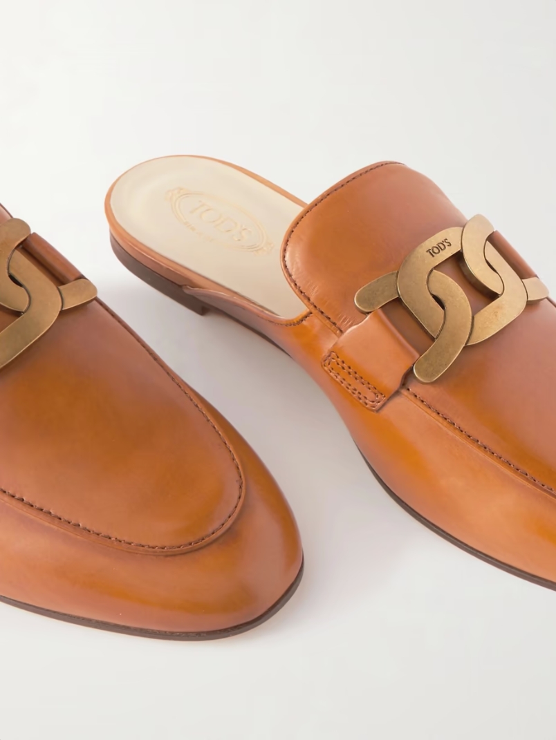 Embellished leather slippers Embellished leather slippers