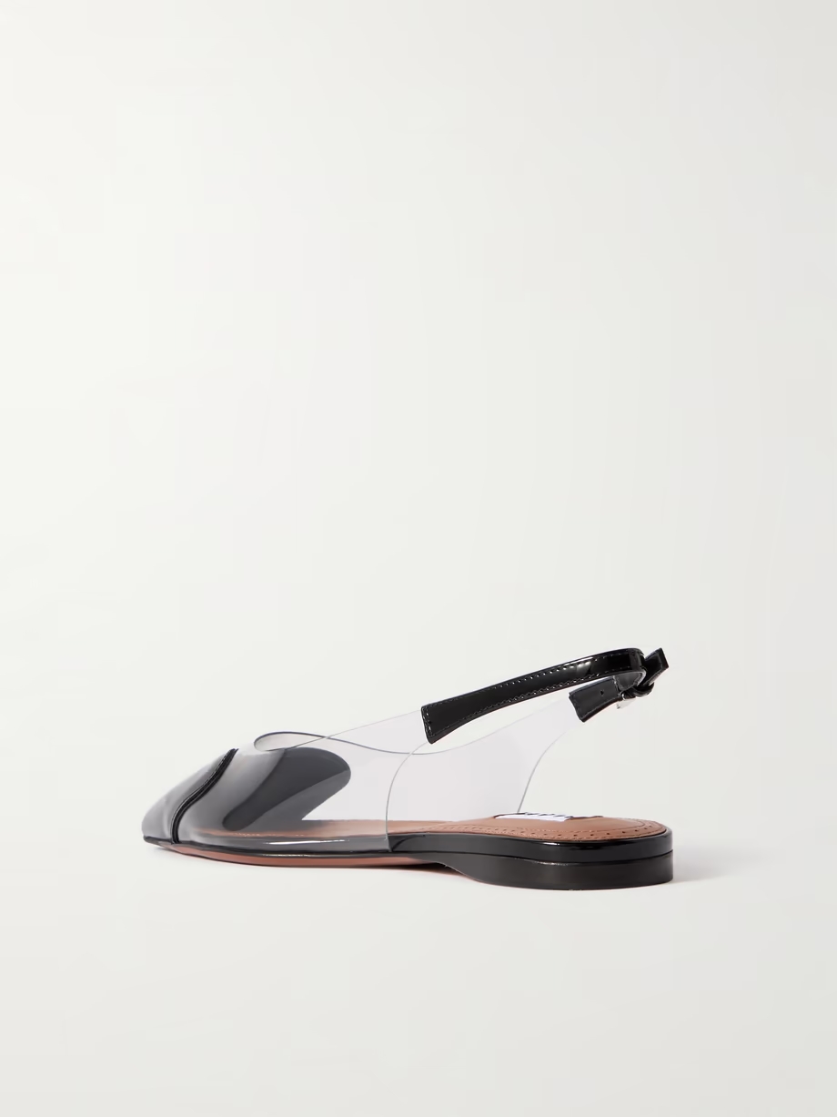 Cœur PU and patent-leather slingback point-toe flats Cœur PU and patent-leather slingback point-toe flats