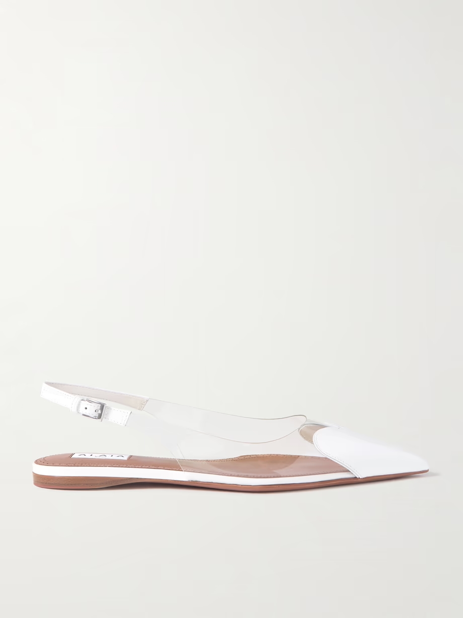 Cœur PU and patent-leather slingback point-toe flats Cœur PU and patent-leather slingback point-toe flats