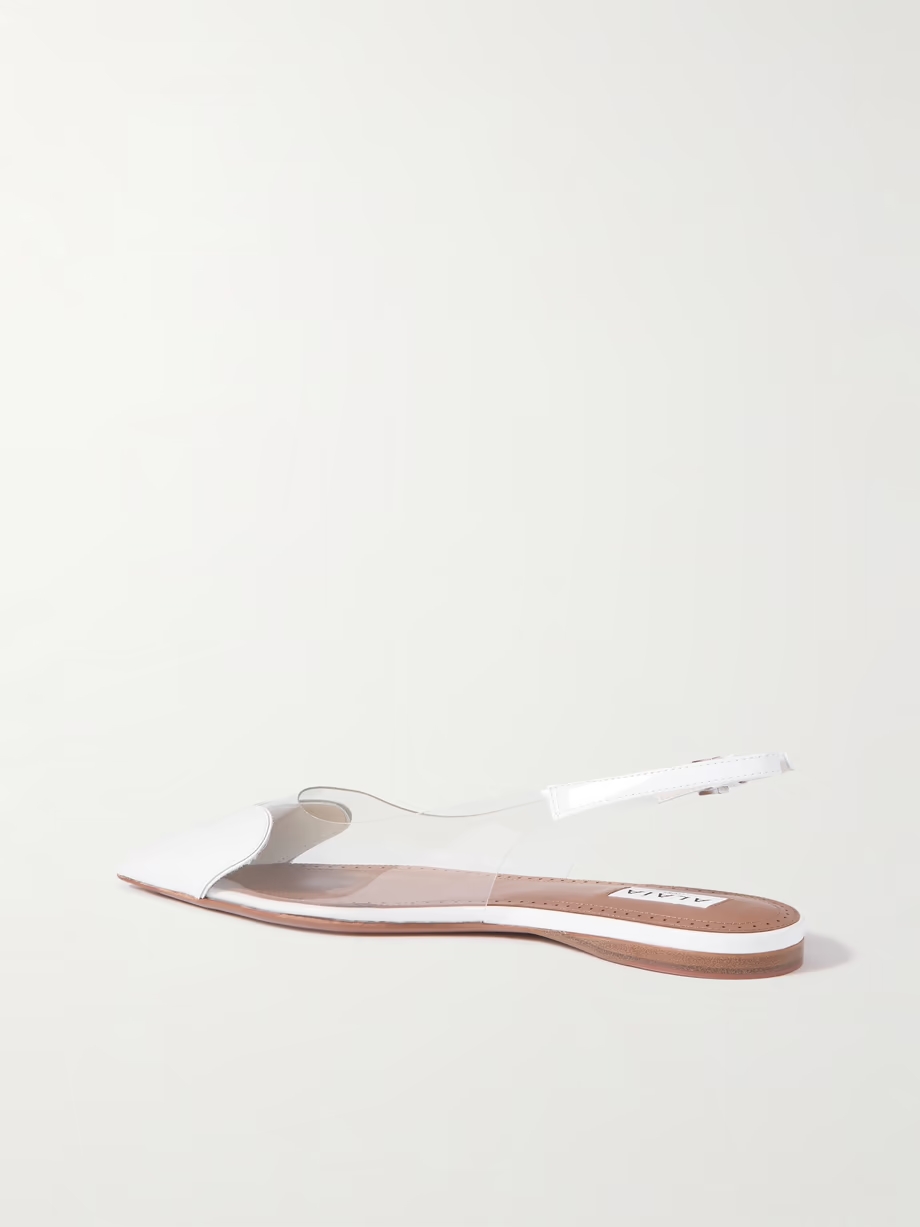 Cœur PU and patent-leather slingback point-toe flats Cœur PU and patent-leather slingback point-toe flats