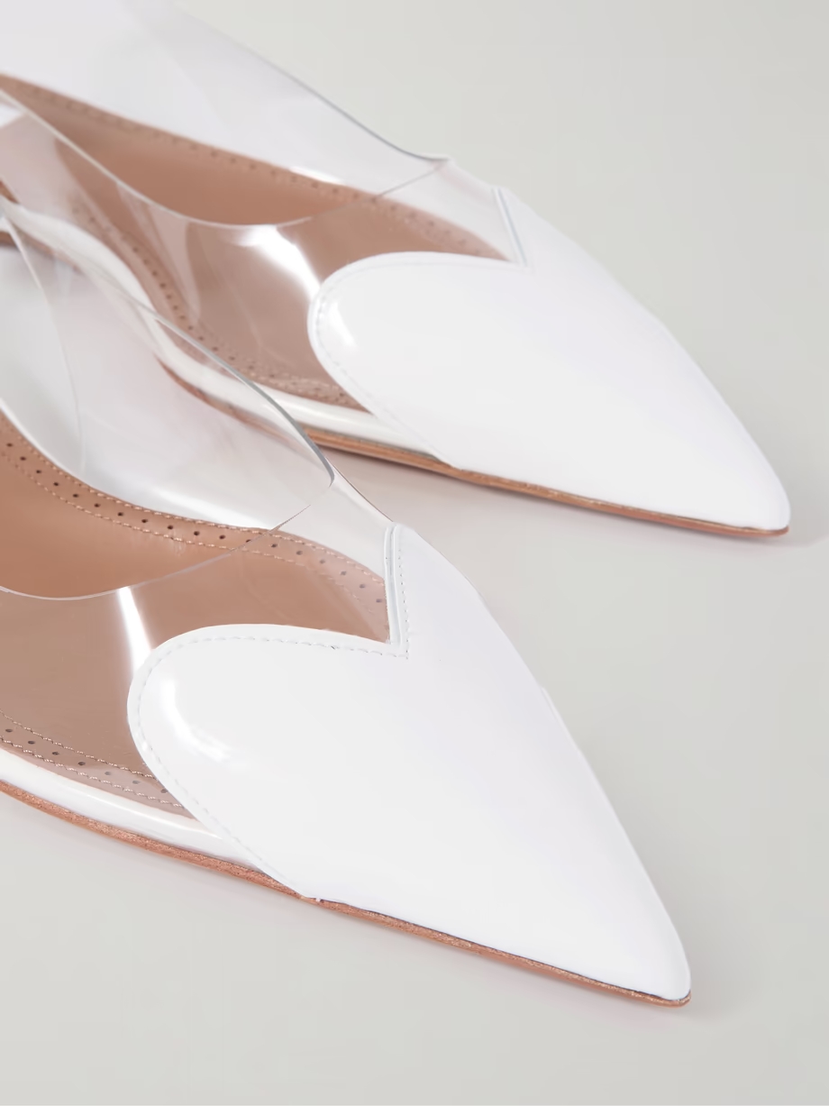 Cœur PU and patent-leather slingback point-toe flats Cœur PU and patent-leather slingback point-toe flats