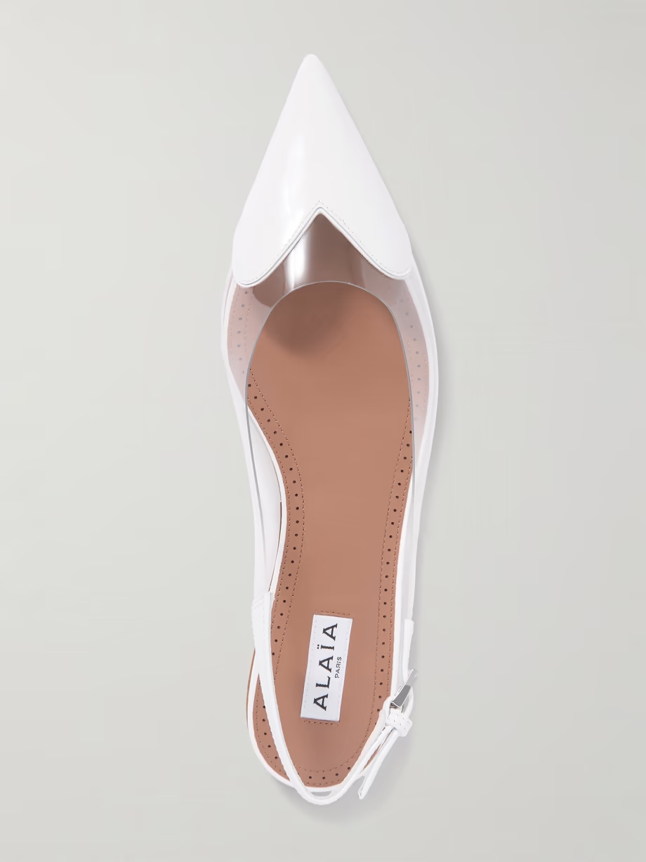 Cœur PU and patent-leather slingback point-toe flats Cœur PU and patent-leather slingback point-toe flats