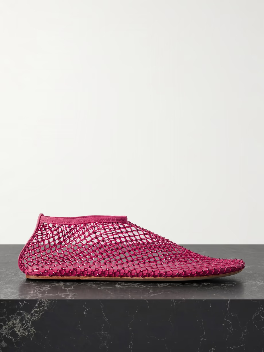Minette crystal-embellished mesh ballet flats Minette crystal-embellished mesh ballet flats