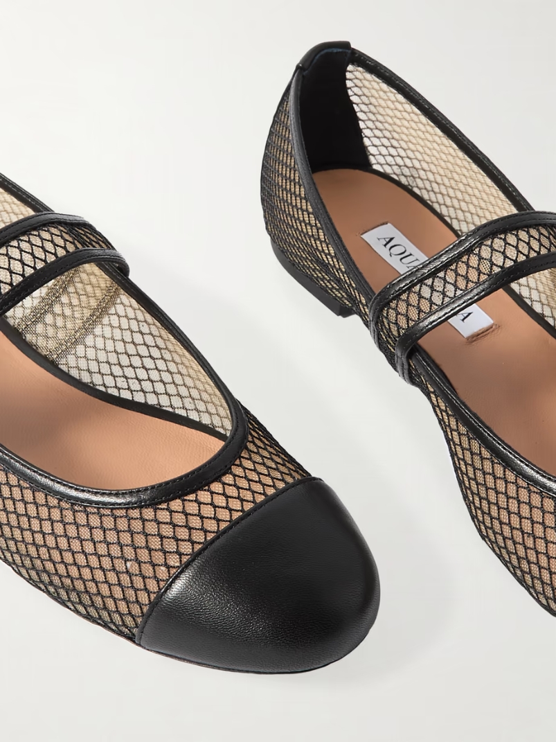 Solstice leather-trimmed mesh ballet flats Solstice leather-trimmed mesh ballet flats