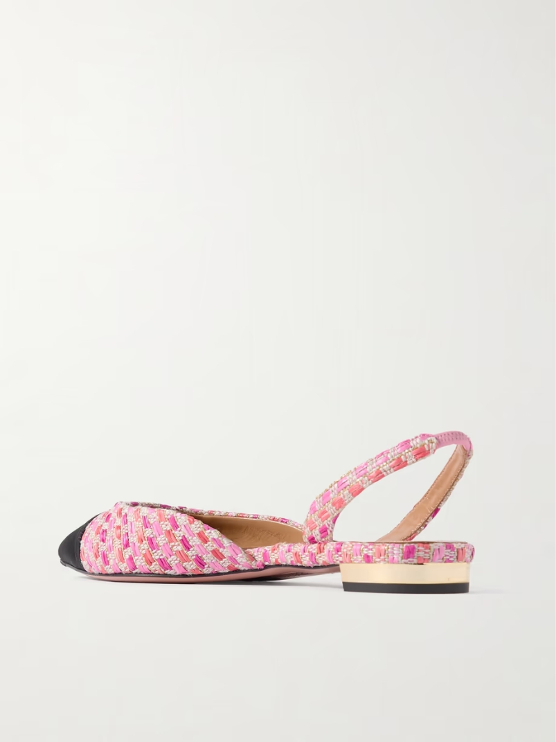 Milanese grosgrain-trimmed raffia slingback flats Milanese grosgrain-trimmed raffia slingback flats