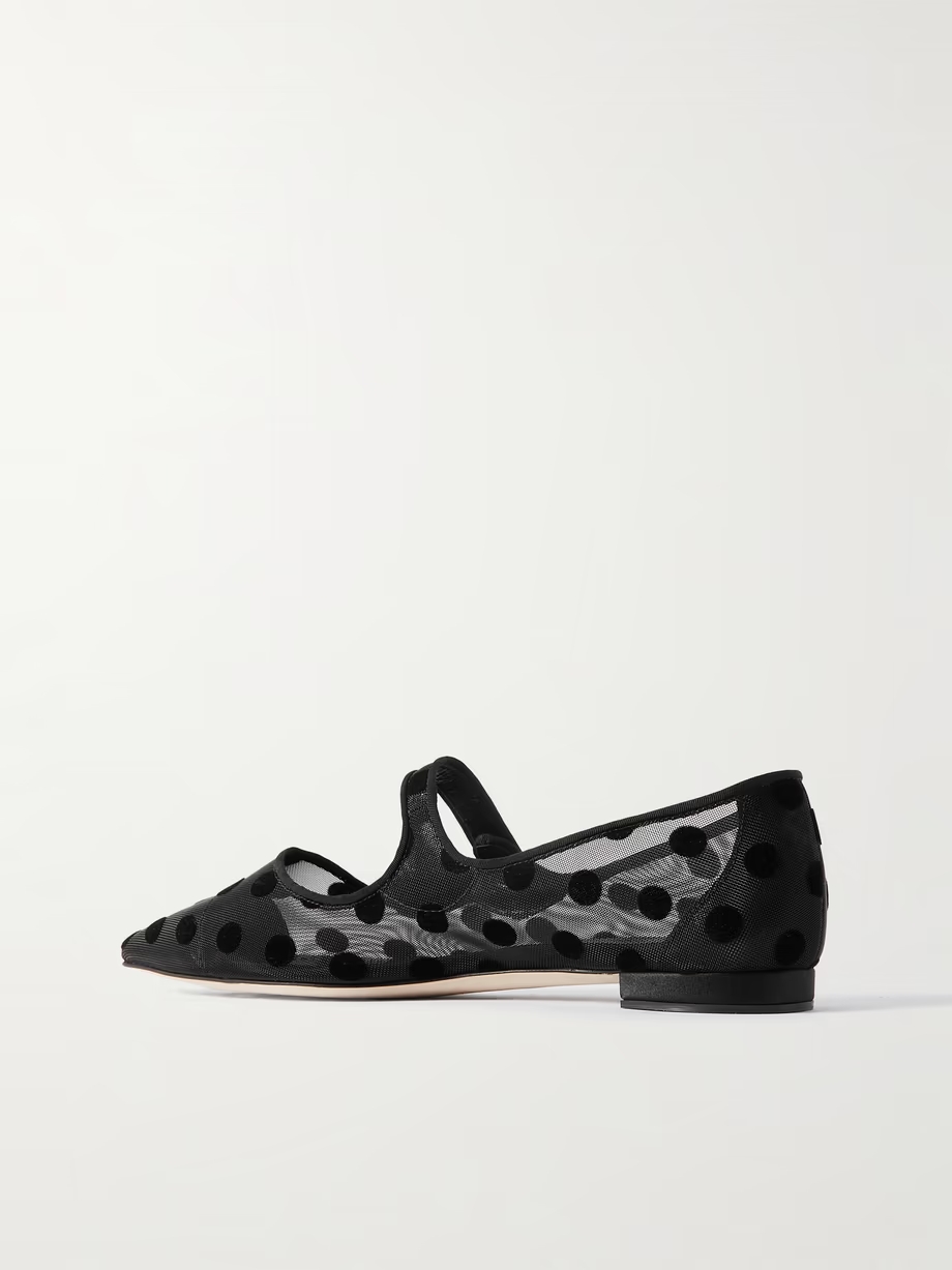 Campari grosgrain-trimmed flocked mesh ballet flats Campari grosgrain-trimmed flocked mesh ballet flats