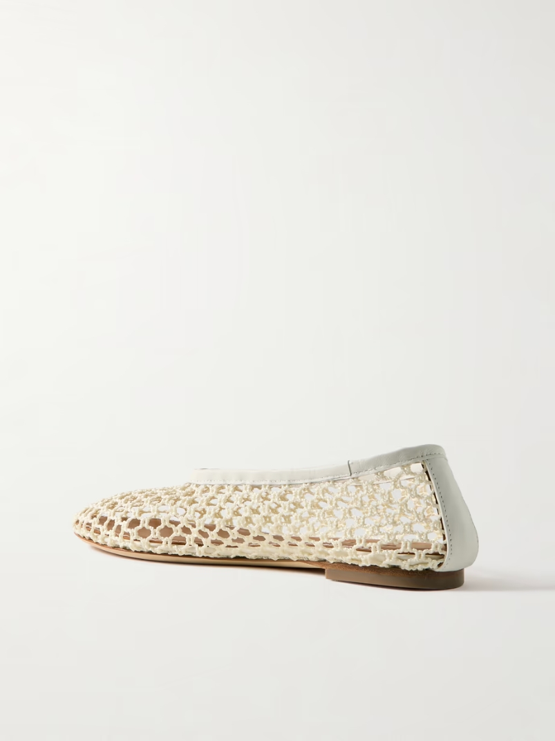 Alba leather-trimmed crocheted ballet flats Alba leather-trimmed crocheted ballet flats