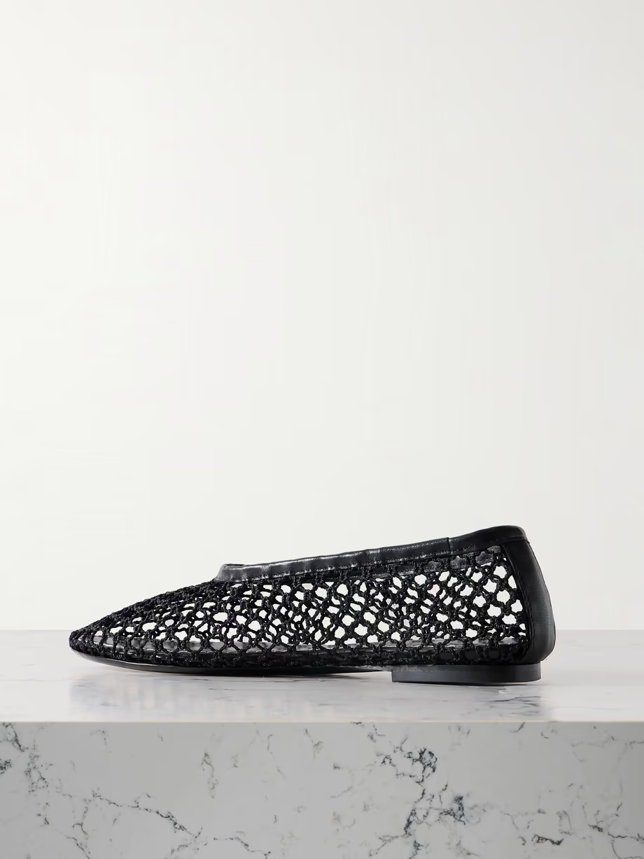 Alba leather-trimmed crochet ballet flats Alba leather-trimmed crochet ballet flats