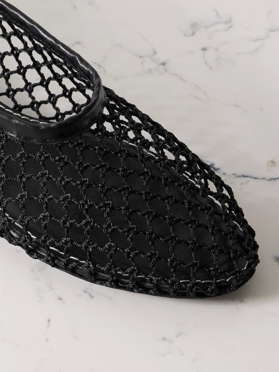 Alba leather-trimmed crochet ballet flats Alba leather-trimmed crochet ballet flats