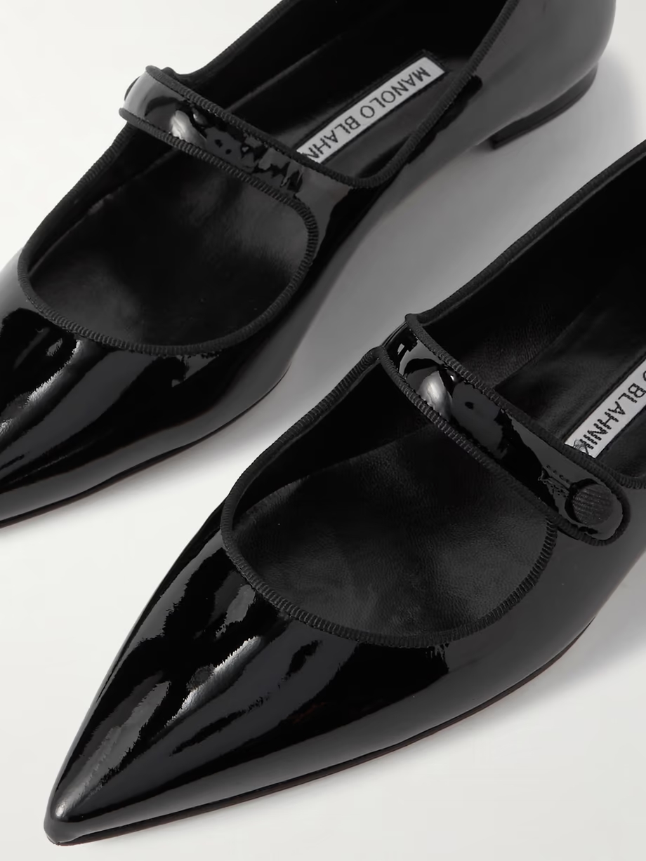 Campari grosgrain-trimmed patent-leather ballet flats Campari grosgrain-trimmed patent-leather ballet flats