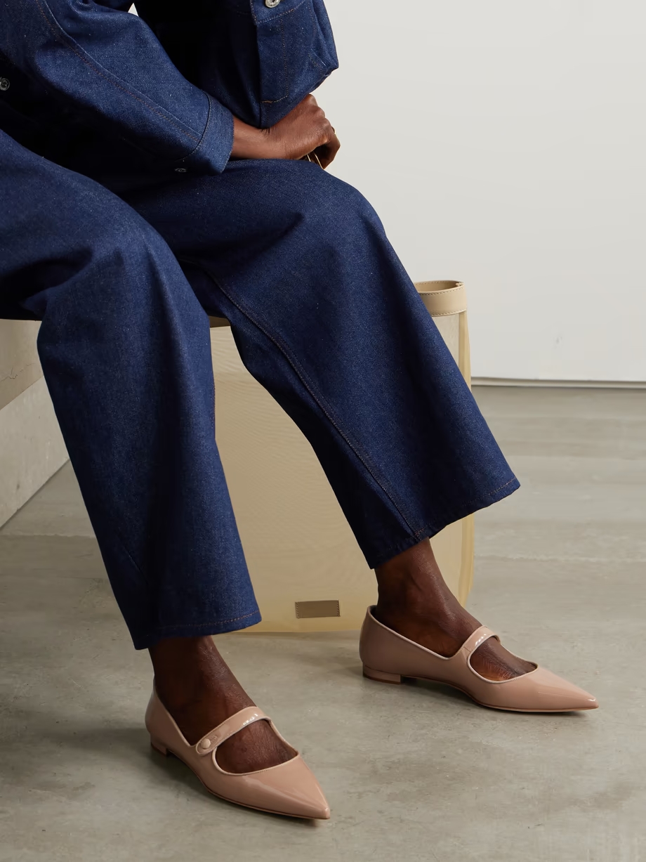 Campari grosgrain-trimmed patent-leather ballet flats Campari grosgrain-trimmed patent-leather ballet flats