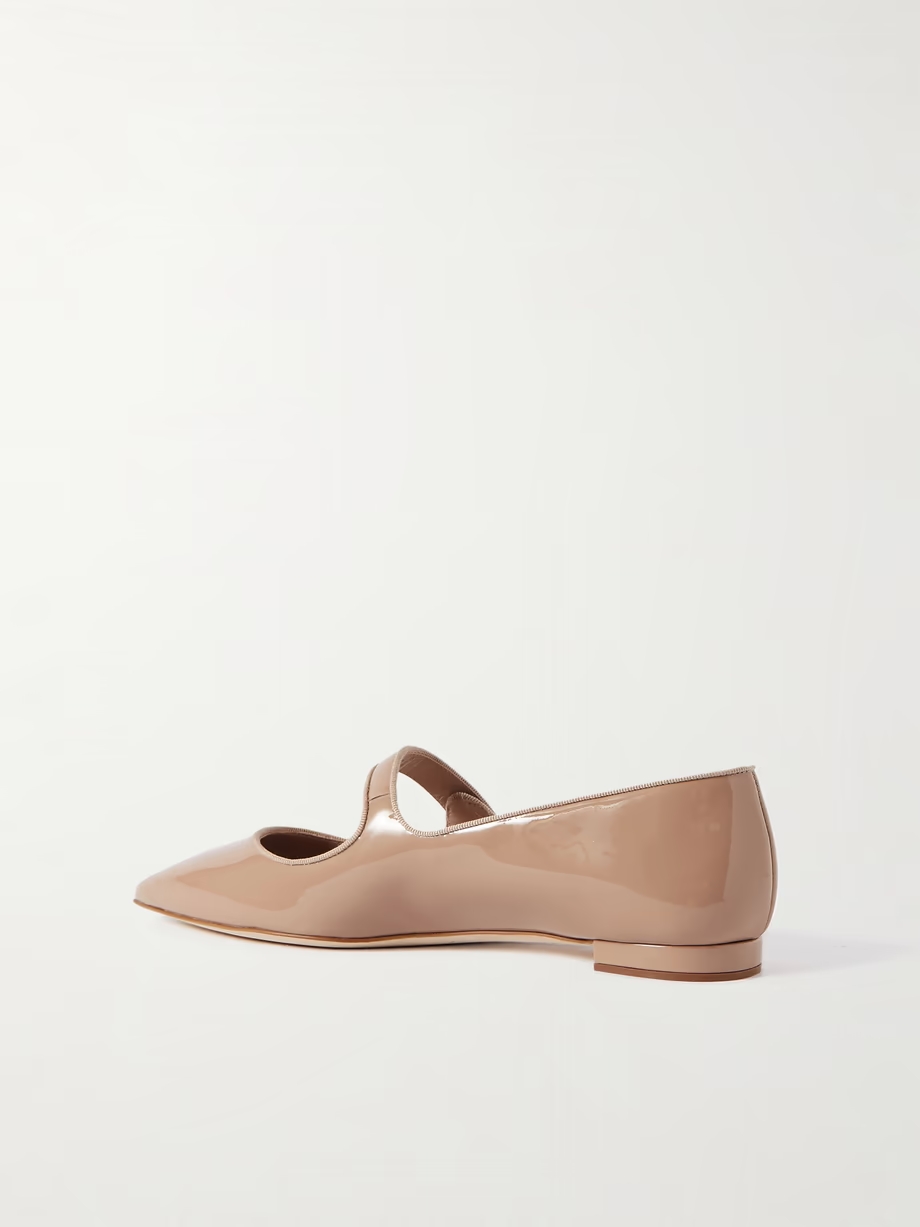 Campari grosgrain-trimmed patent-leather ballet flats Campari grosgrain-trimmed patent-leather ballet flats