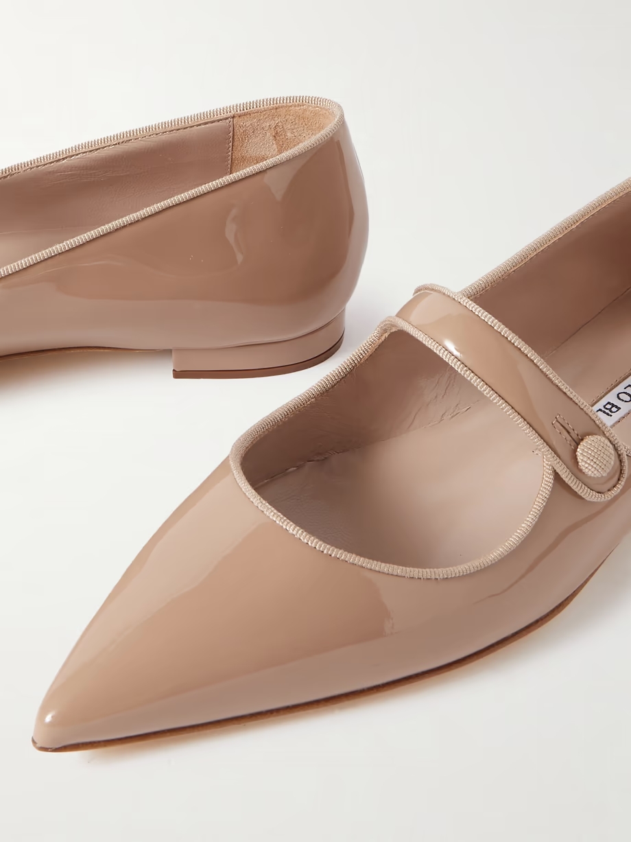 Campari grosgrain-trimmed patent-leather ballet flats Campari grosgrain-trimmed patent-leather ballet flats
