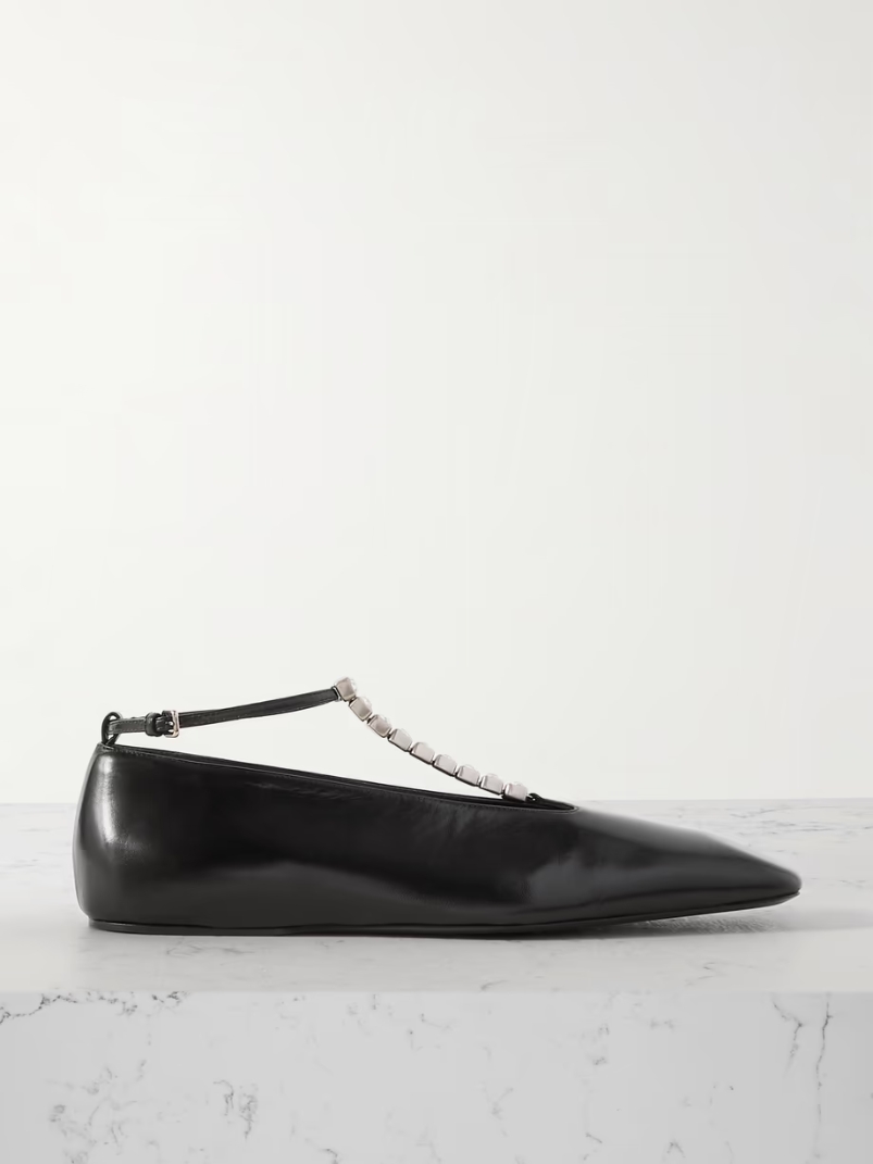 Crystal-embellished leather ballet flats Crystal-embellished leather ballet flats
