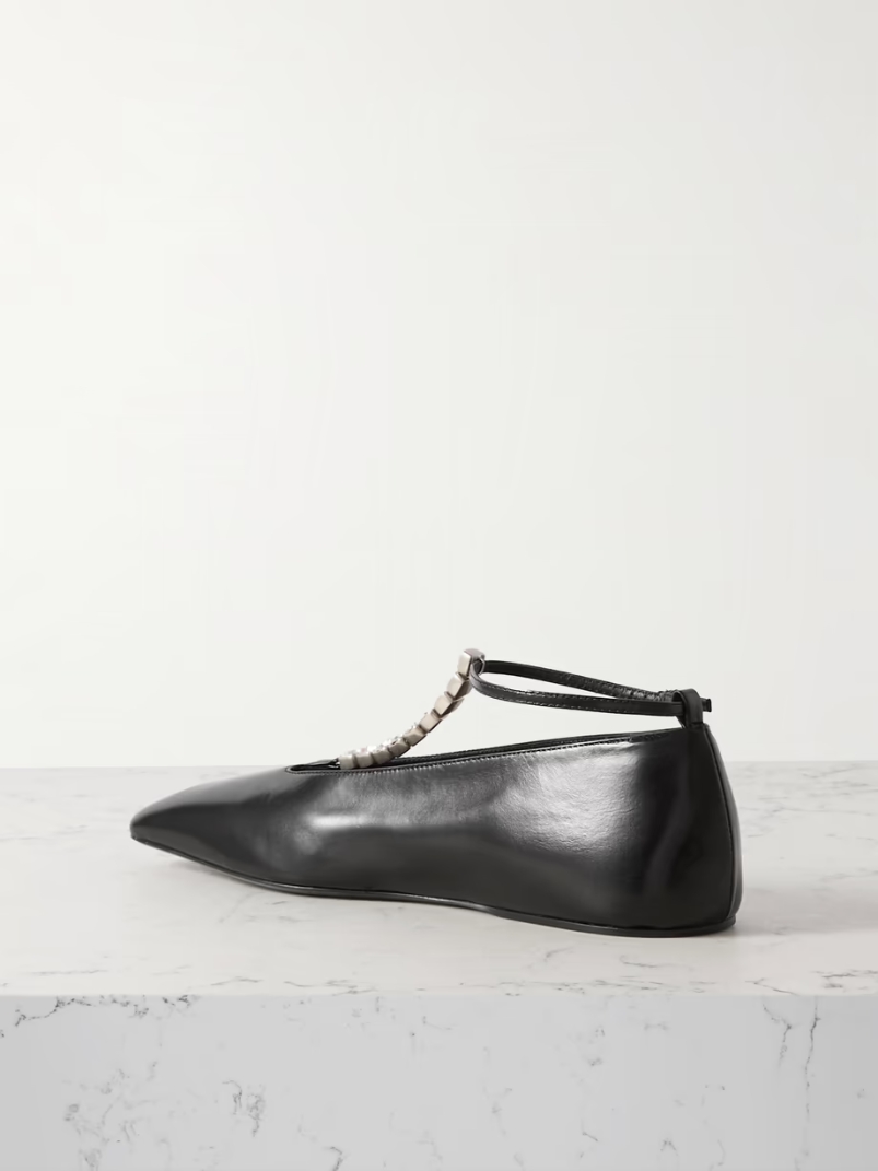 Crystal-embellished leather ballet flats Crystal-embellished leather ballet flats