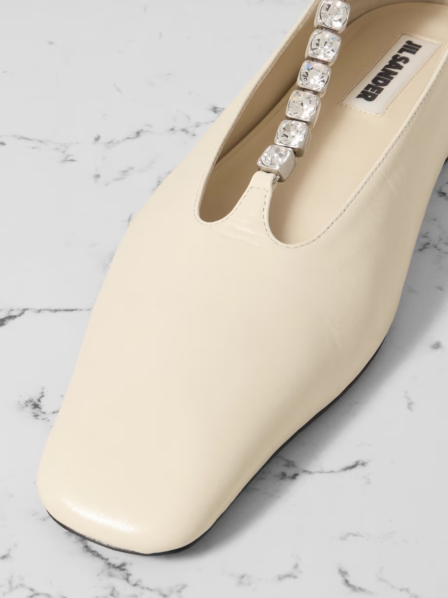 Crystal-embellished leather ballet flats Crystal-embellished leather ballet flats