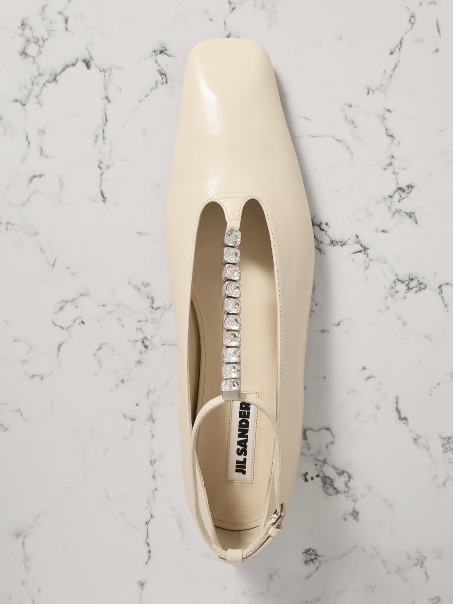 Crystal-embellished leather ballet flats Crystal-embellished leather ballet flats
