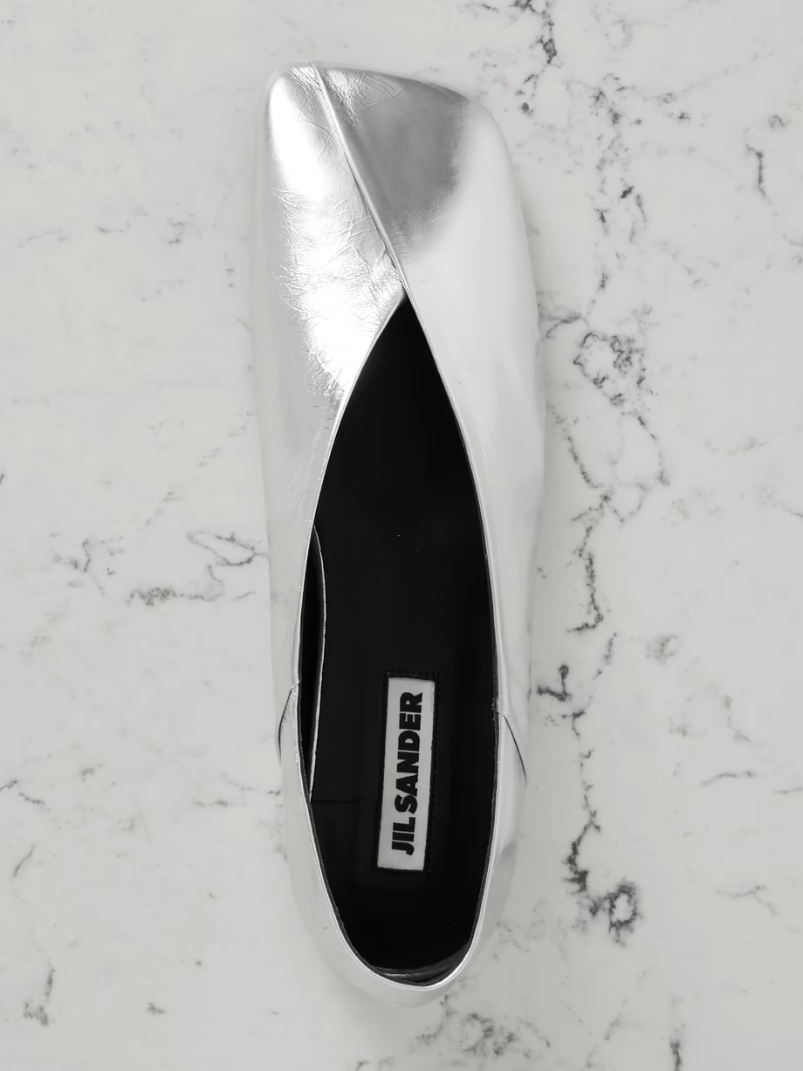 Metallic textured-leather ballet flats Metallic textured-leather ballet flats