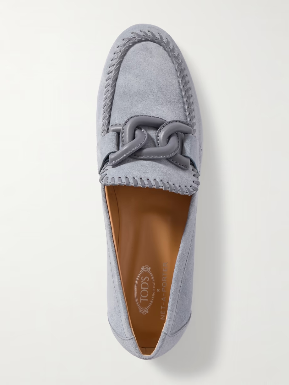 Leather-trimmed suede loafers Leather-trimmed suede loafers