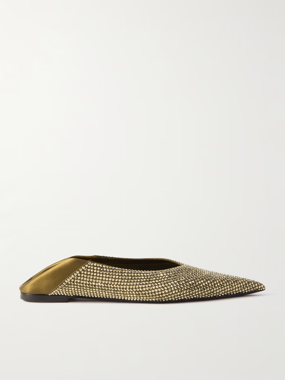Nour collapsible-heel crystal-embellished satin flats Nour collapsible-heel crystal-embellished satin flats