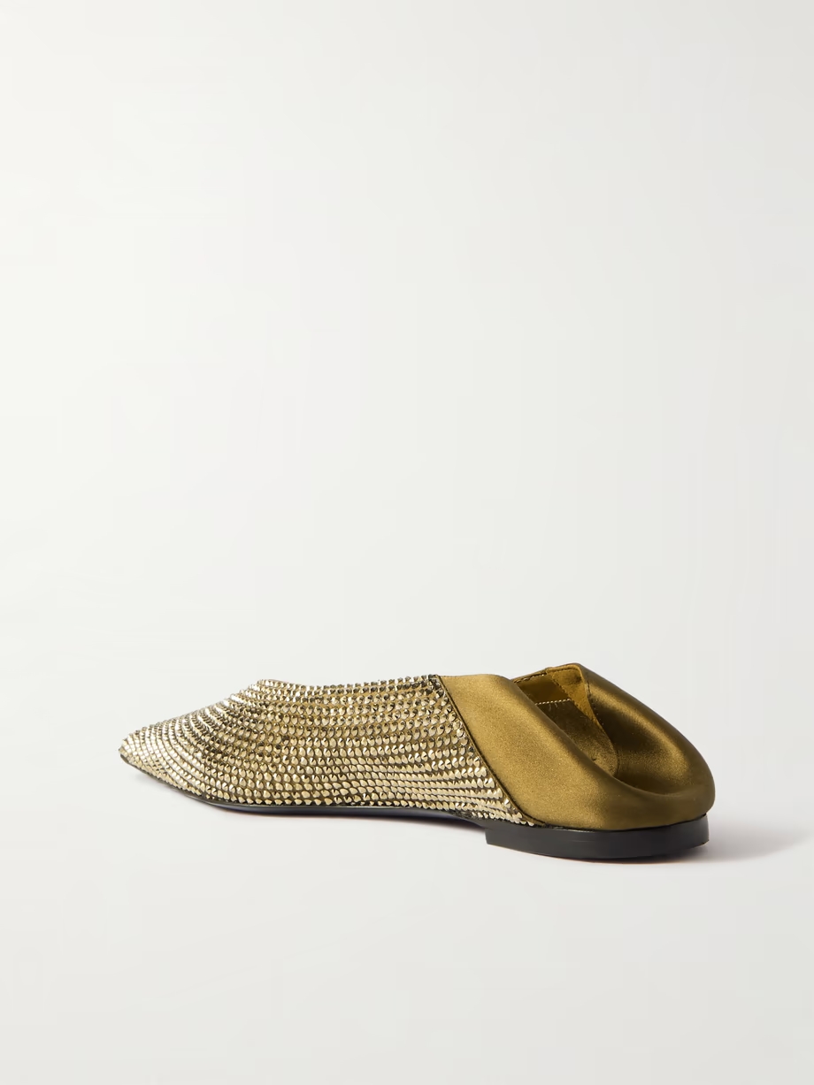 Nour collapsible-heel crystal-embellished satin flats Nour collapsible-heel crystal-embellished satin flats