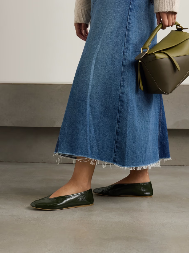 Luna patent textured-leather ballet flats Luna patent textured-leather ballet flats