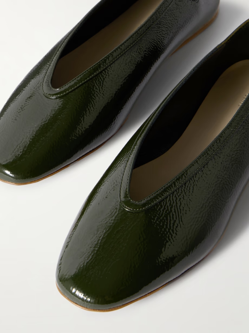Luna patent textured-leather ballet flats Luna patent textured-leather ballet flats