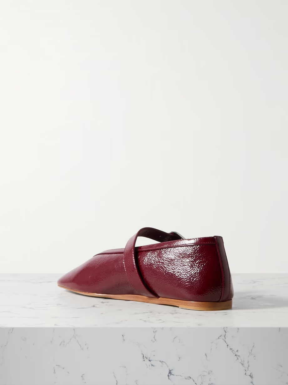Stella textured patent-leather Mary Jane ballet flats Stella textured patent-leather Mary Jane ballet flats