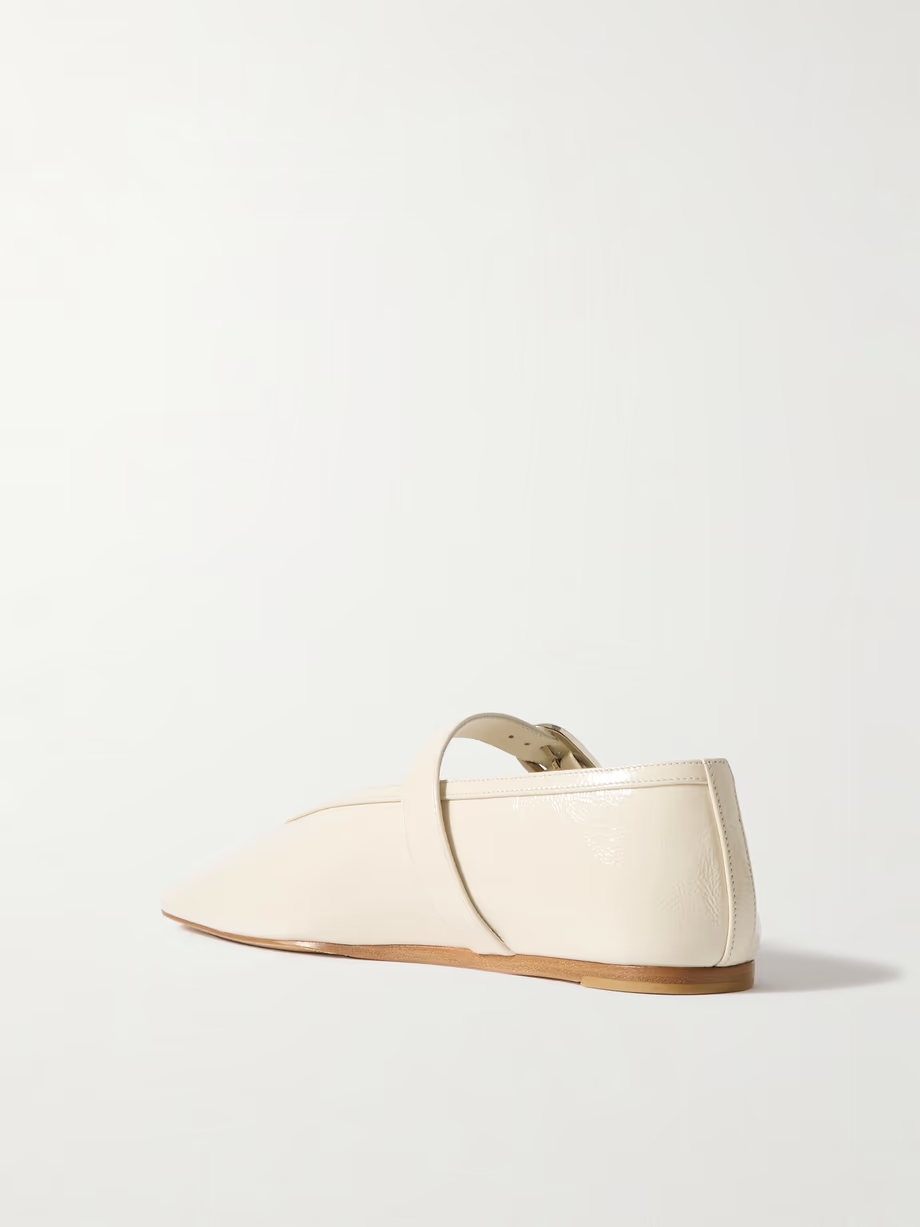 Stella textured patent-leather Mary Jane ballet flats Stella textured patent-leather Mary Jane ballet flats