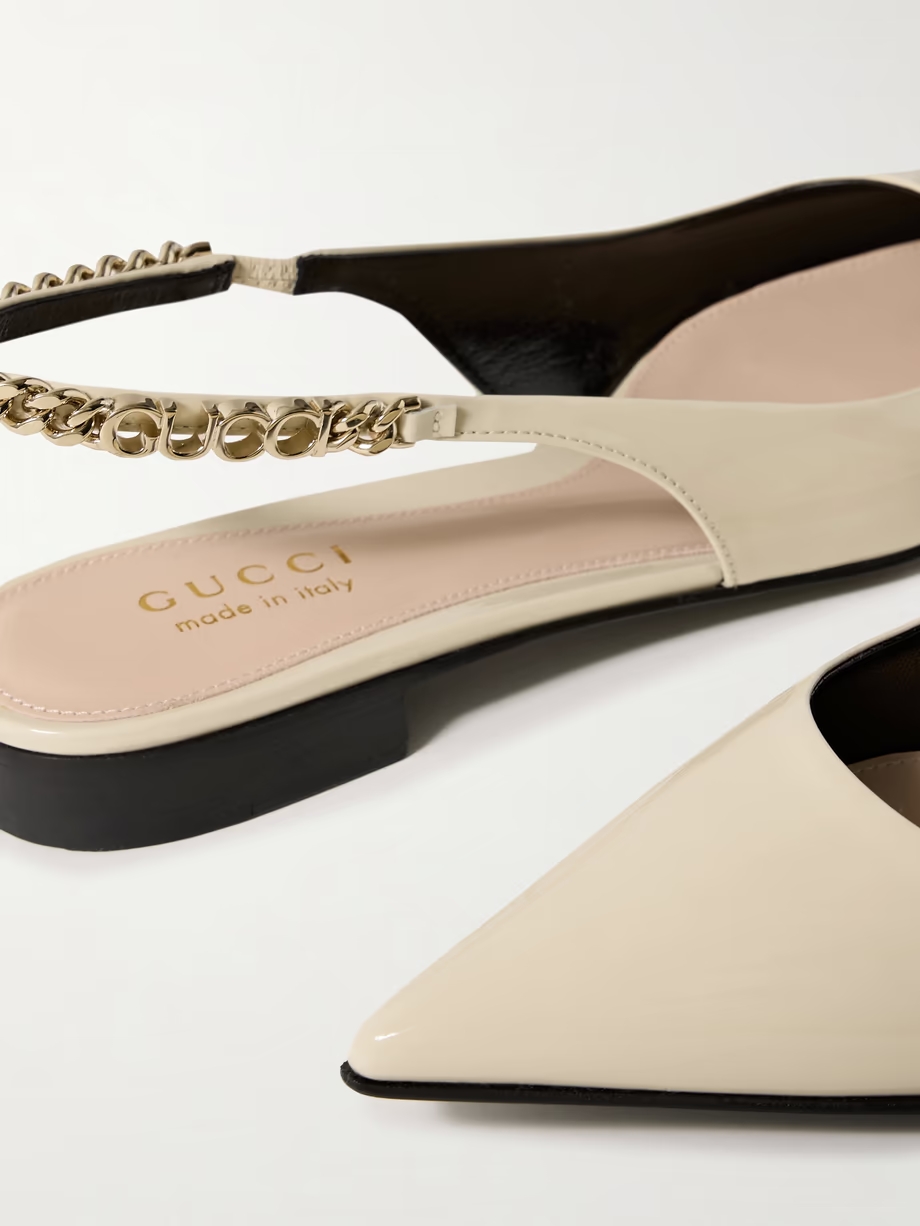 Signoria embellished patent-leather slingback ballet flats Signoria embellished patent-leather slingback ballet flats