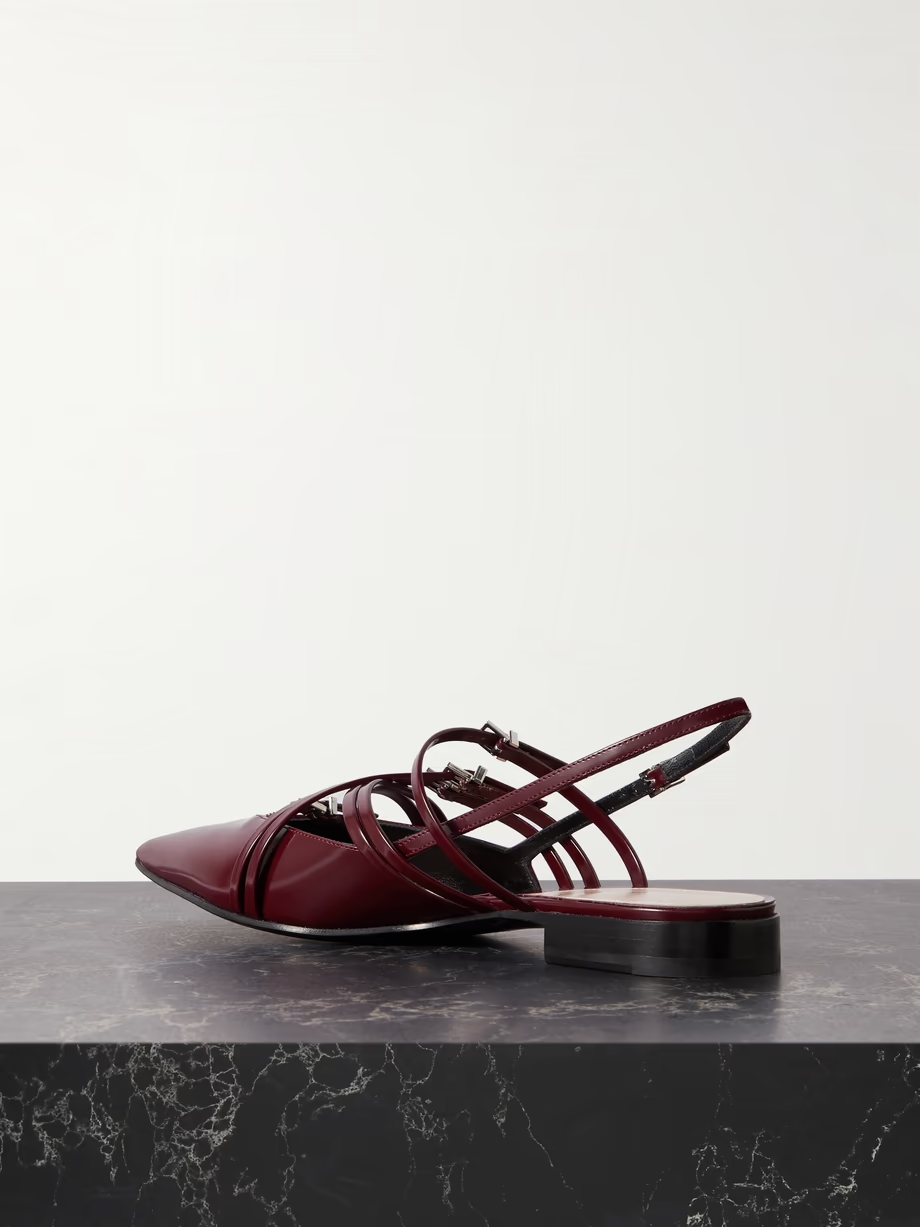 Seraphine buckled patent-leather slingback flats Seraphine buckled patent-leather slingback flats