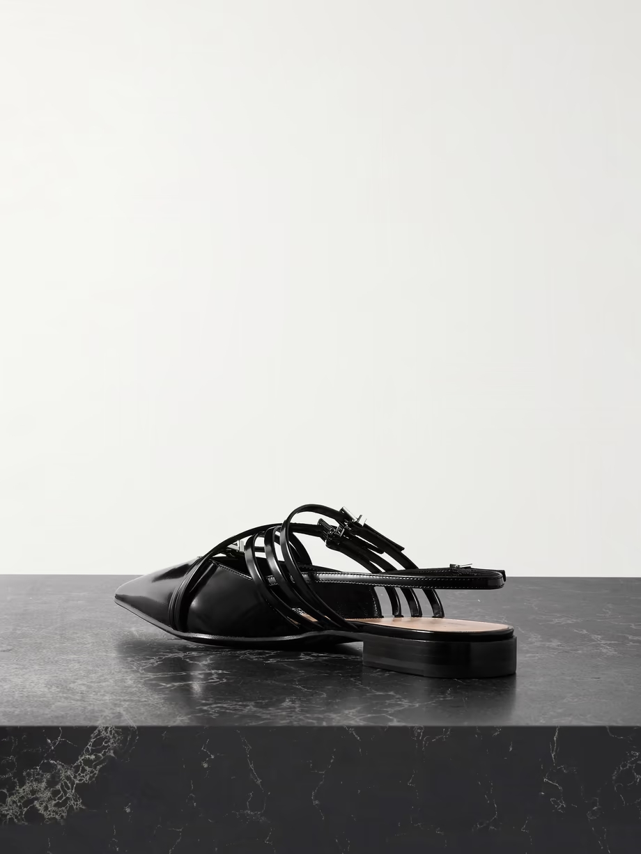 Seraphine buckled patent-leather slingback flats Seraphine buckled patent-leather slingback flats